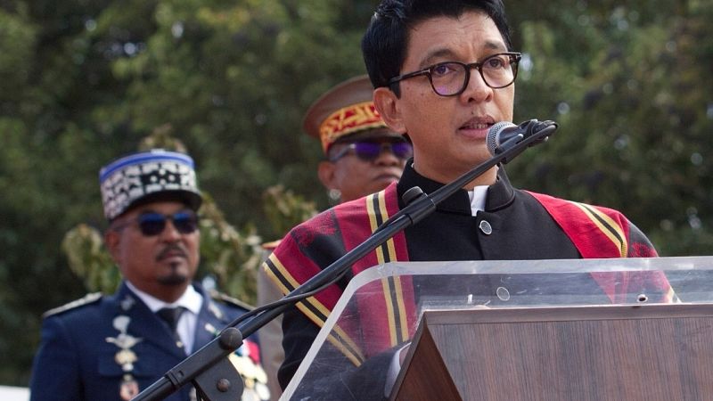 'Video thumbnail for Madagascar's President Andry Rajoelina reportedly flees country as military unit joins protesters'