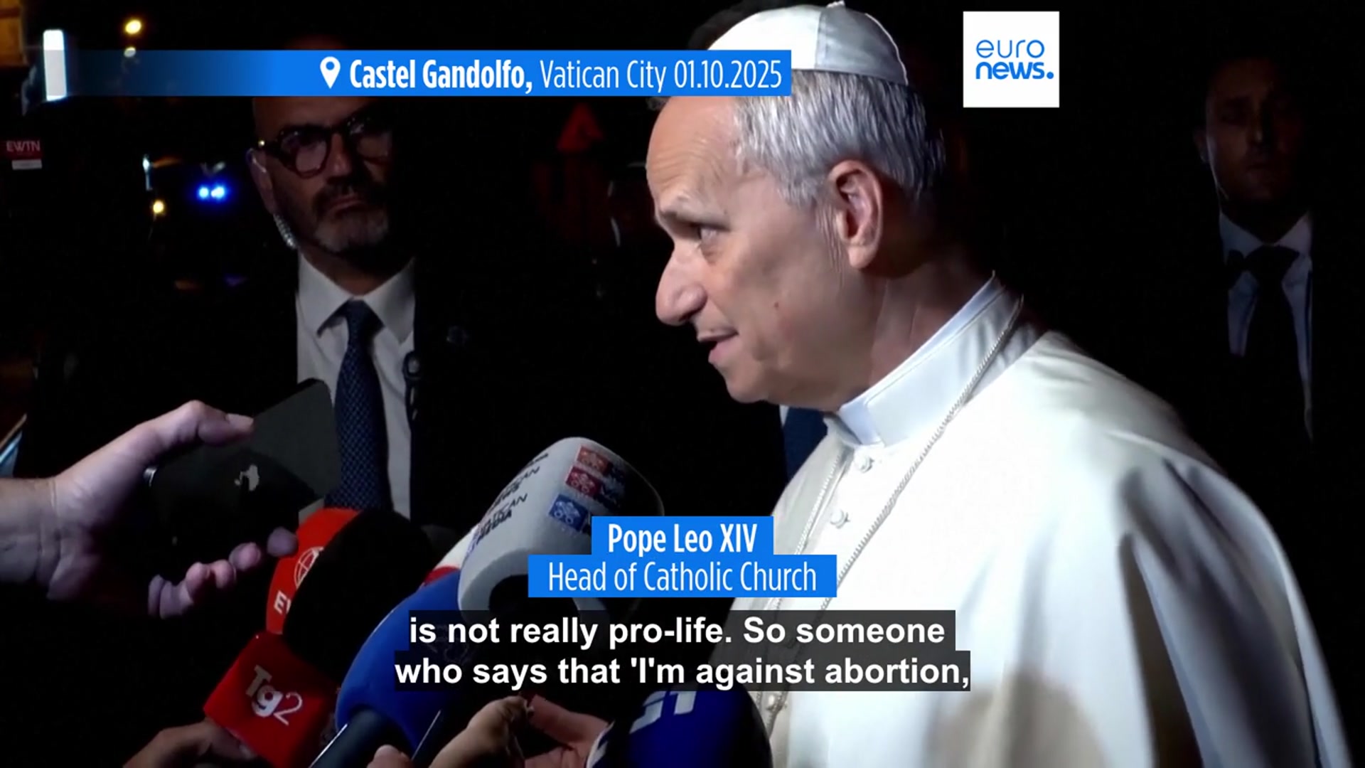 'Video thumbnail for Pope Leo XIV weighs in on abortion debate by questioning what it really means to be 'pro-life''