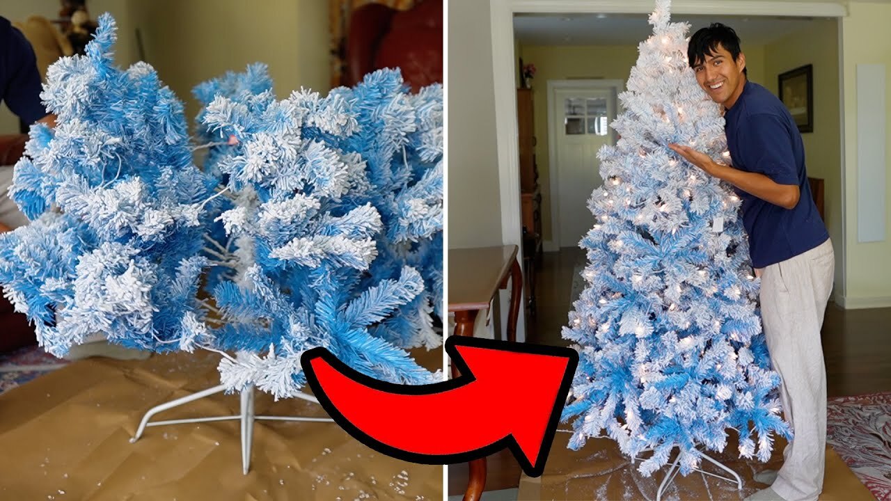 Video thumbnail for Yaheetech Lake Blue Gradient Artifical Christmas Tree Assembly And Review