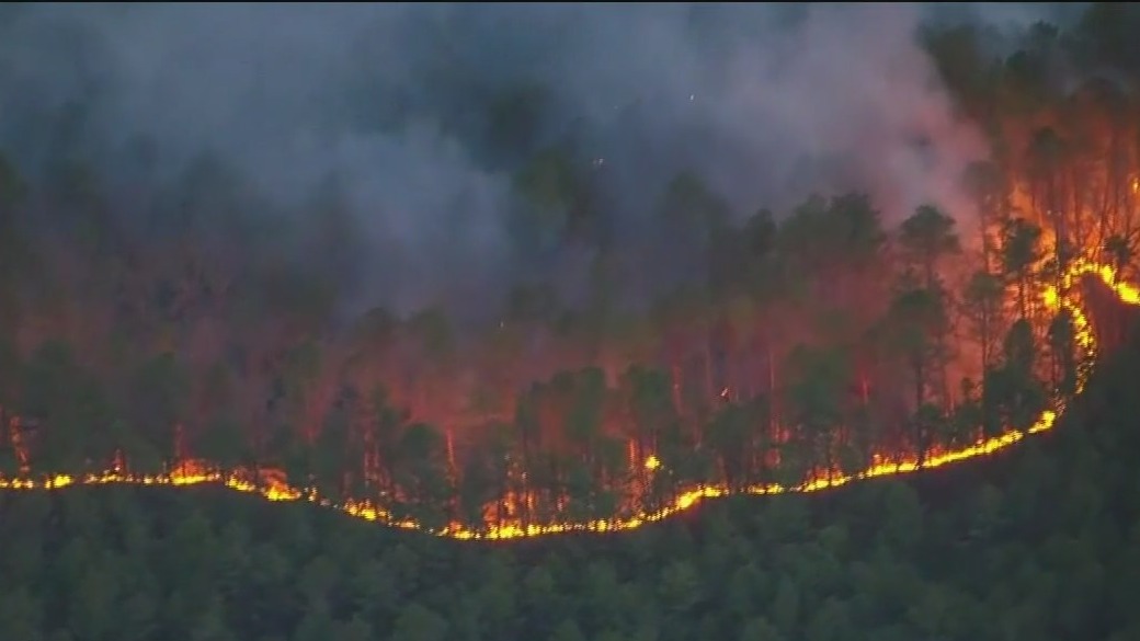 Video thumbnail for NJ wildfire now 40 percent contained