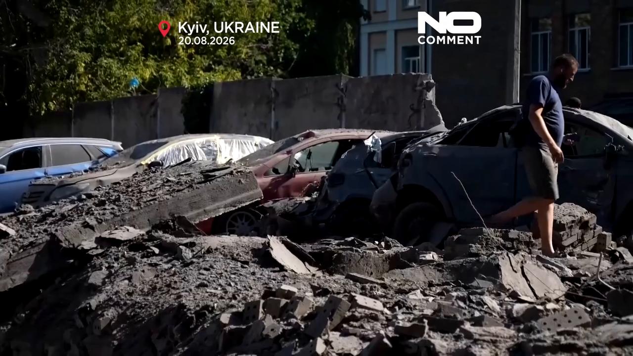 Video thumbnail for Kyiv residents search through the wreckage after Russia’s deadly barrage