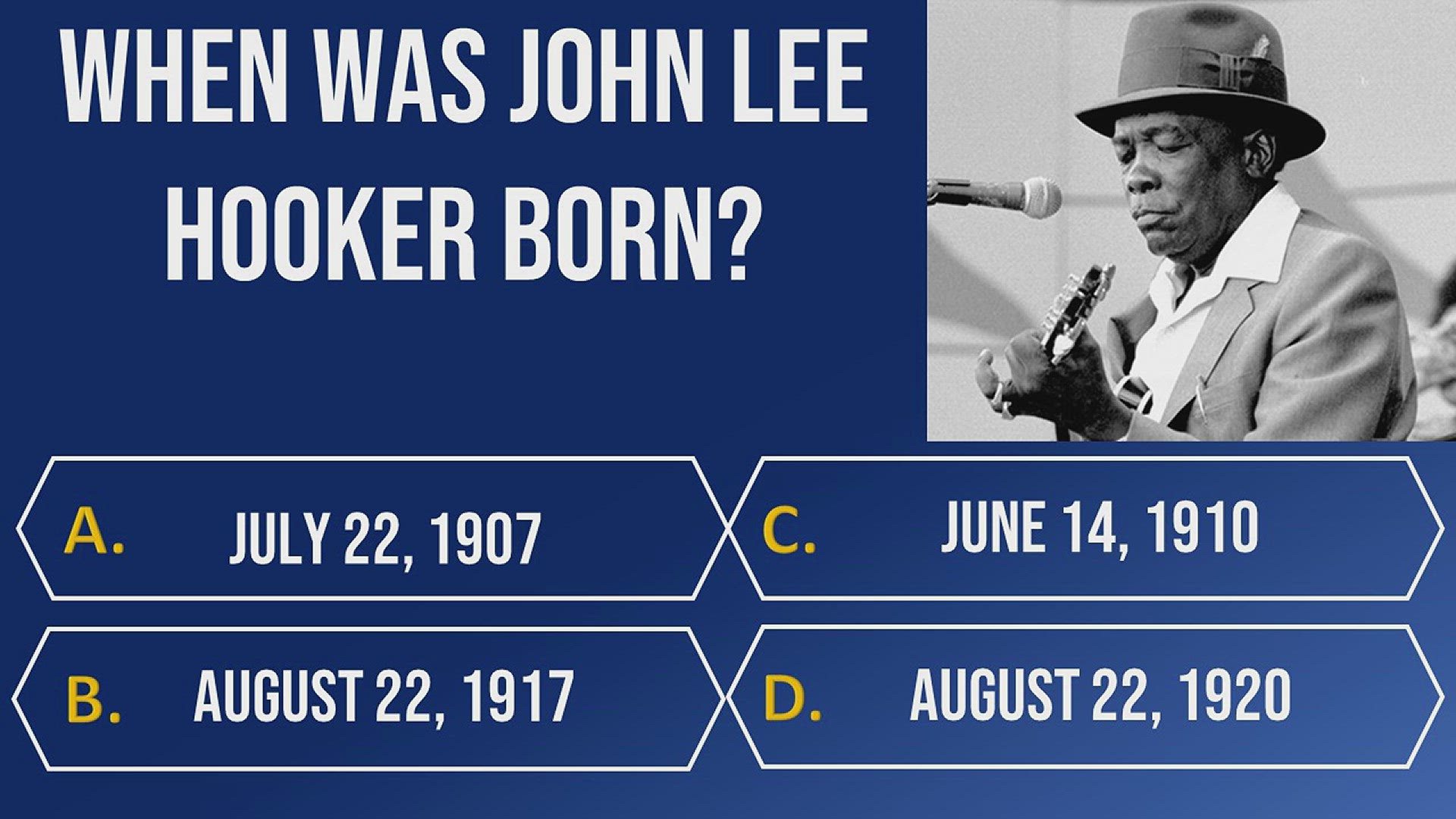 'Video thumbnail for John Lee Hooker: The Road to Blues Millionaire Quiz'