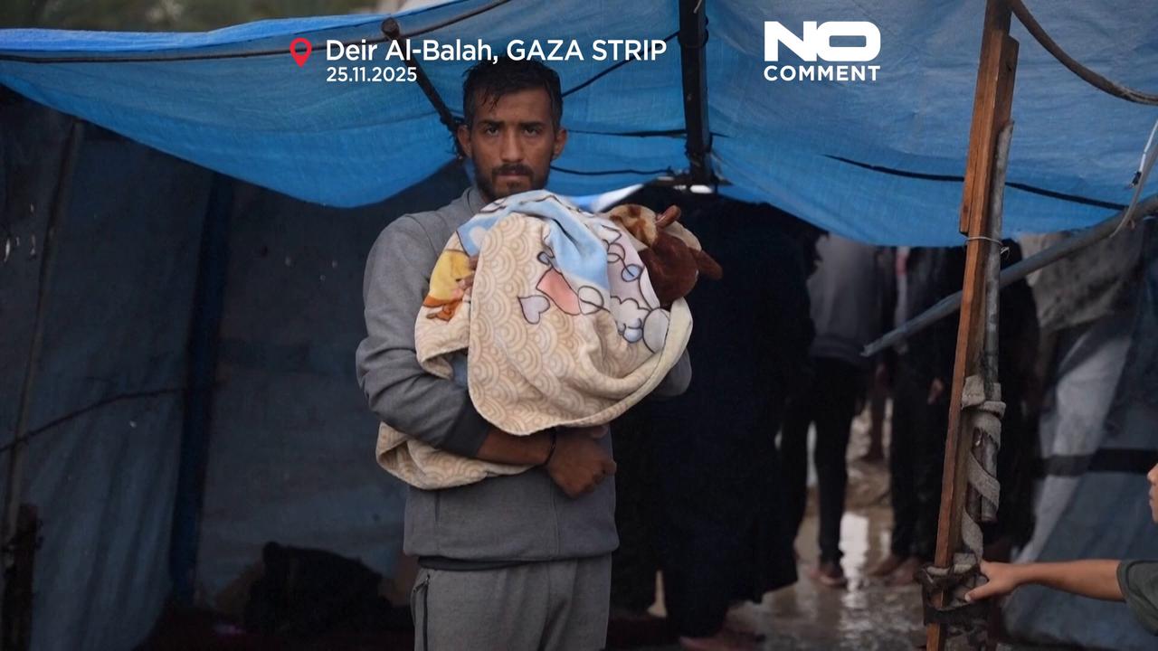 Video thumbnail for Heavy rains flood Gaza camps, worsening the humanitarian crisis