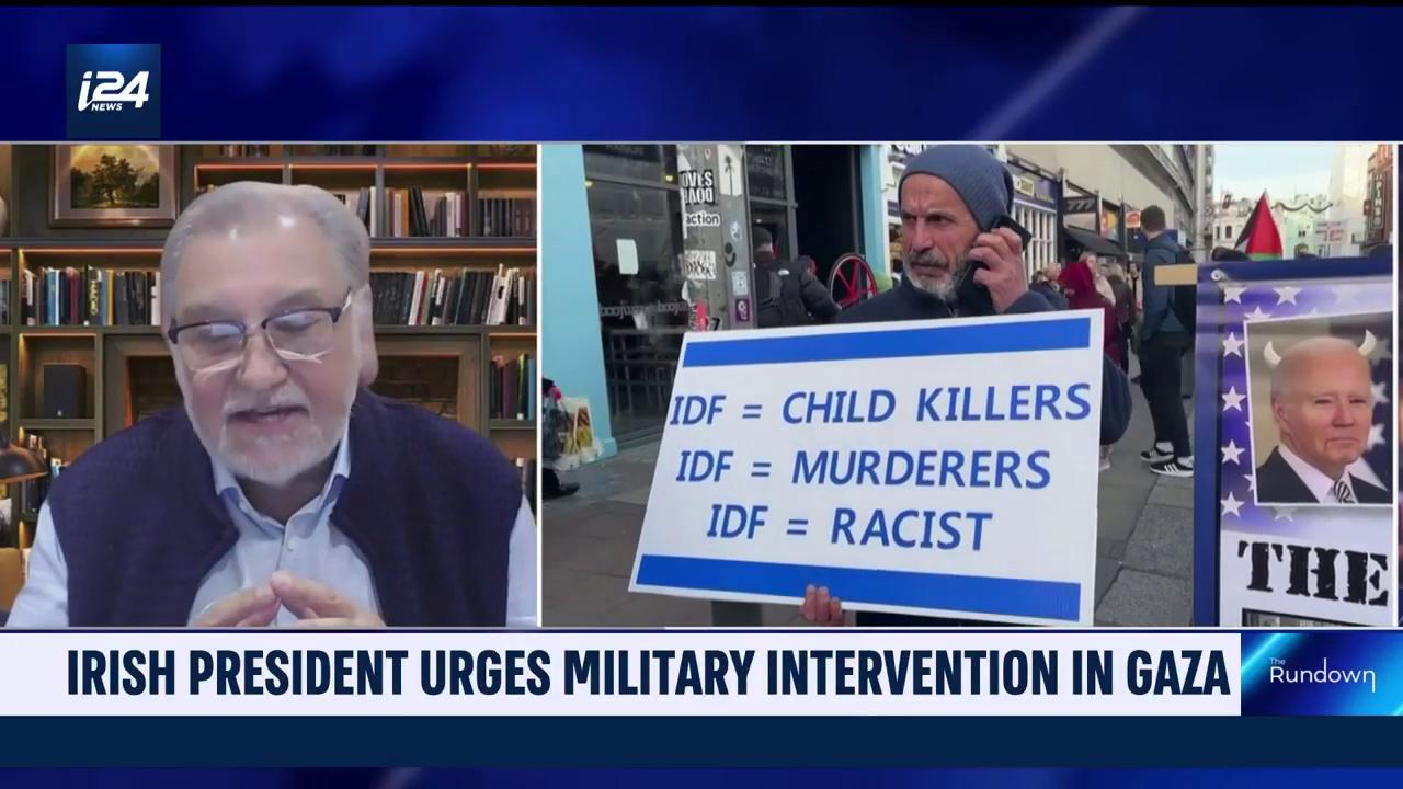 Video thumbnail for Irish President urges military intervention in Gaza