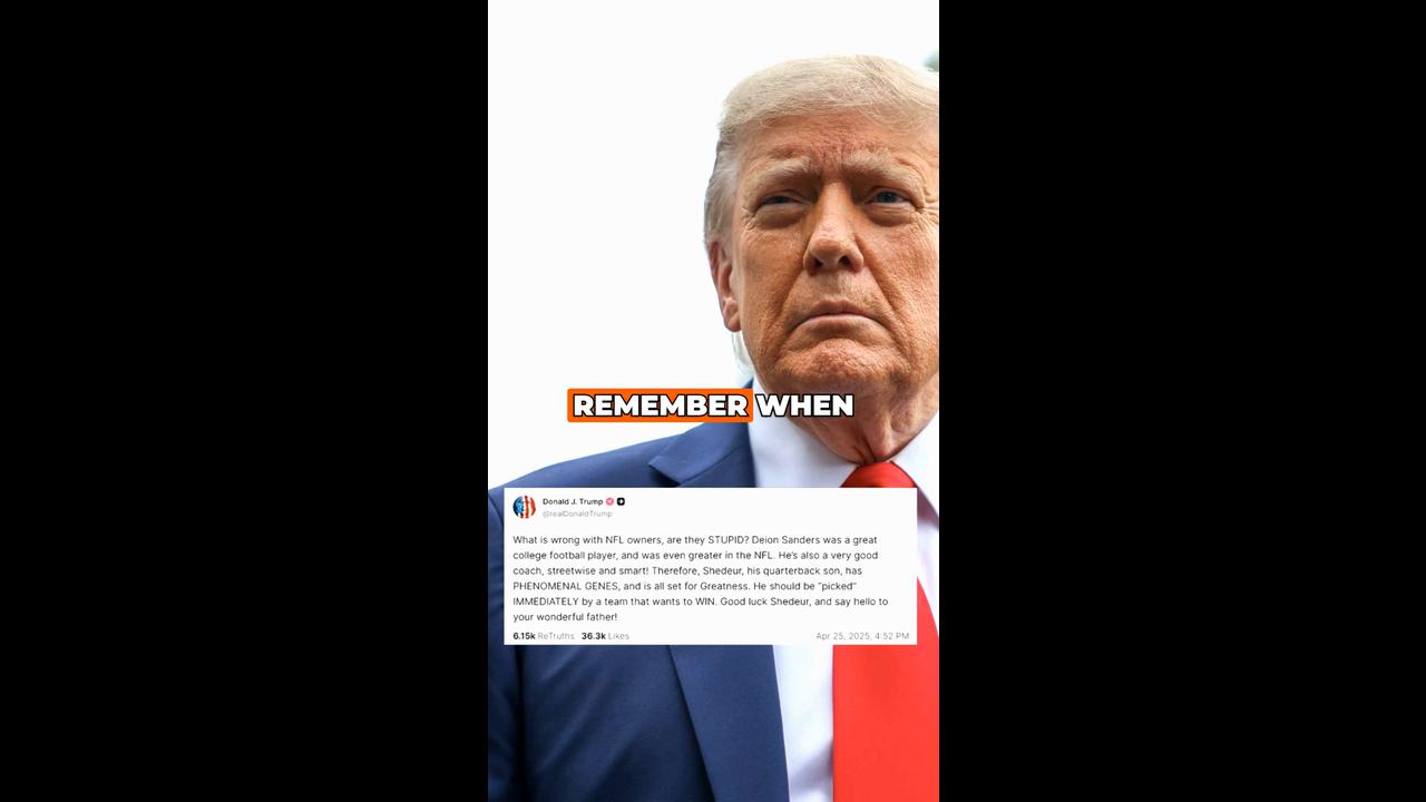 Video thumbnail for Donald Trump Praises Shedeur Sanders After Impressive First NFL Start