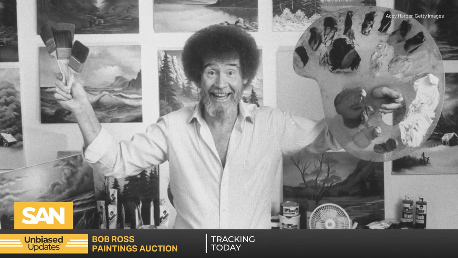 'Video thumbnail for Bob Ross paintings to be auctioned to help fund public broadcasters'