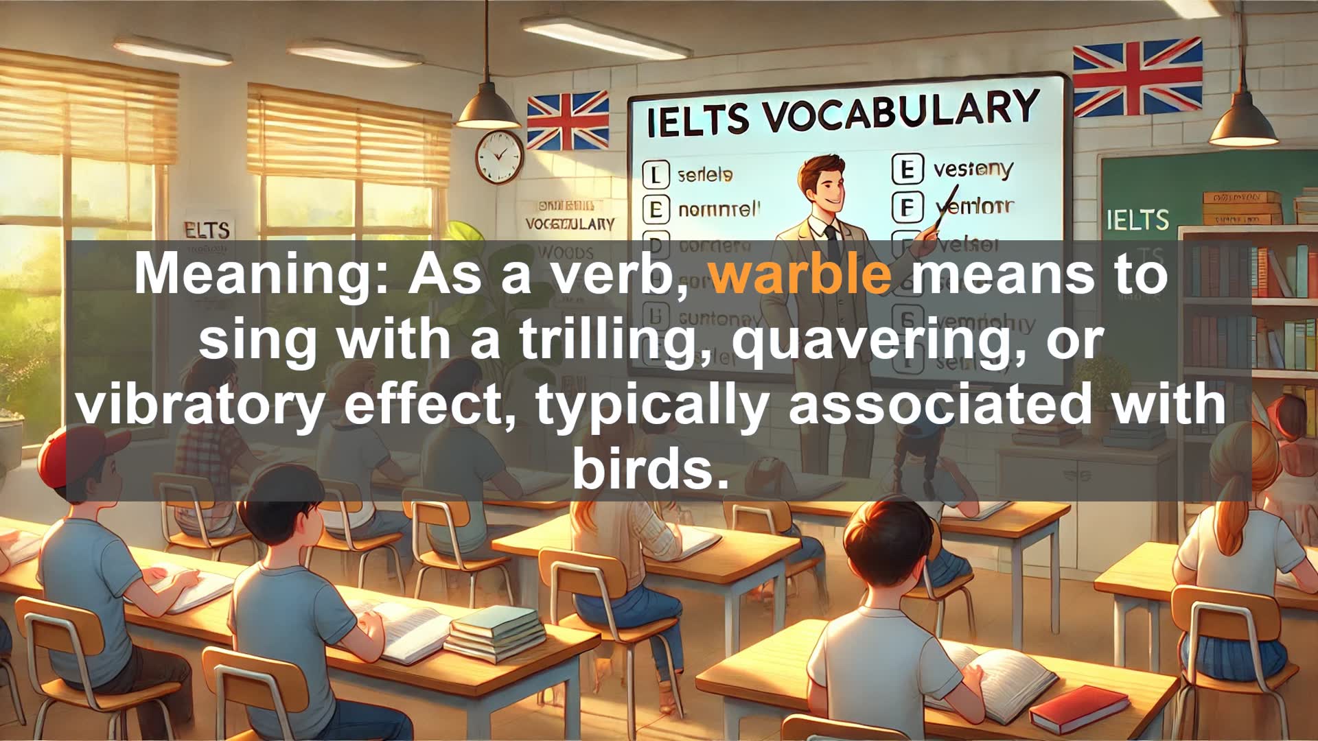 'Video thumbnail for 2000 Must Know IELTS 9.0 Vocabulary - Warble: The Melodious Language of Birds'
