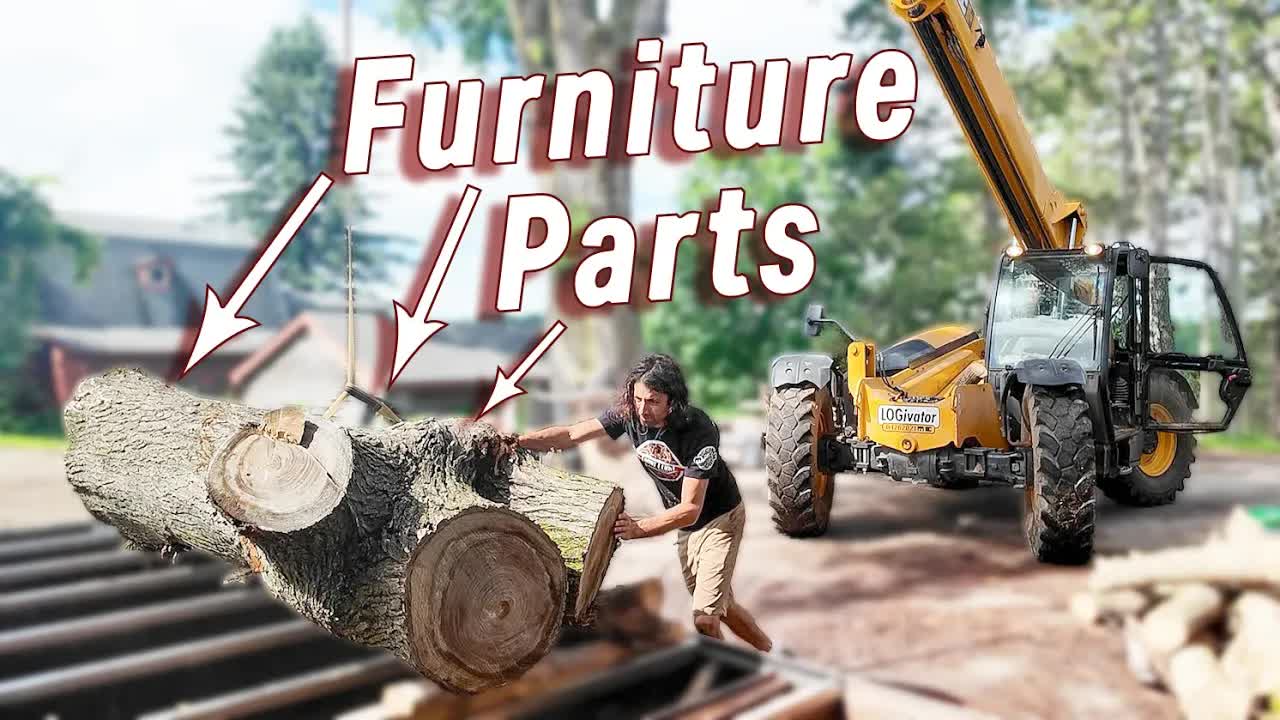 Video thumbnail for matthew cremona: sawing an elm log for crotch figure & 10/4 slabs