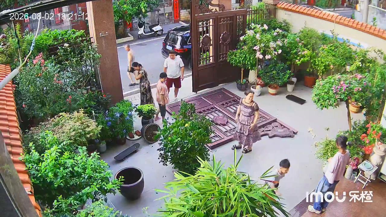 Video thumbnail for China: Chinese woman has close call as bougainvillea stops heavy sliding gate from hitting her.