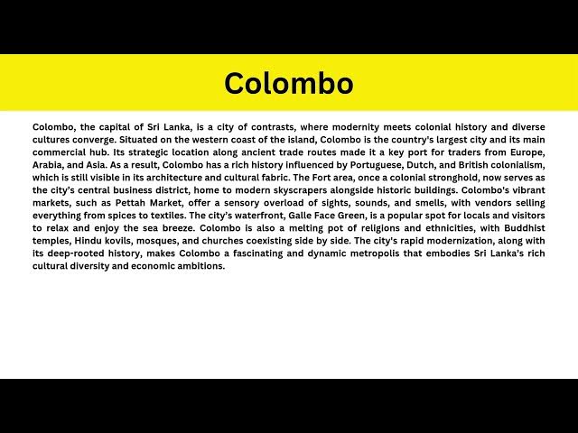 Video thumbnail for Short Paragraph on Colombo