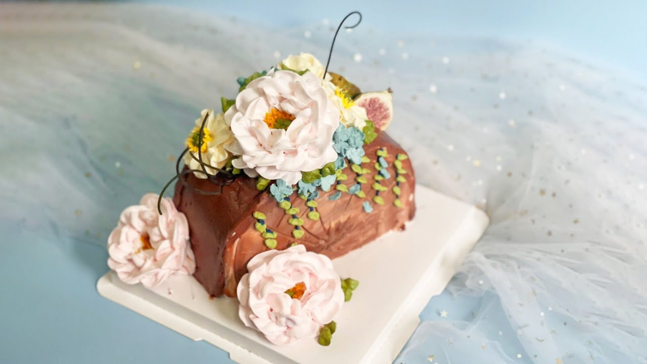 Video thumbnail for Beautiful stump flower cake decoration for birthday | Délicieux Pie | Shot on iPhone