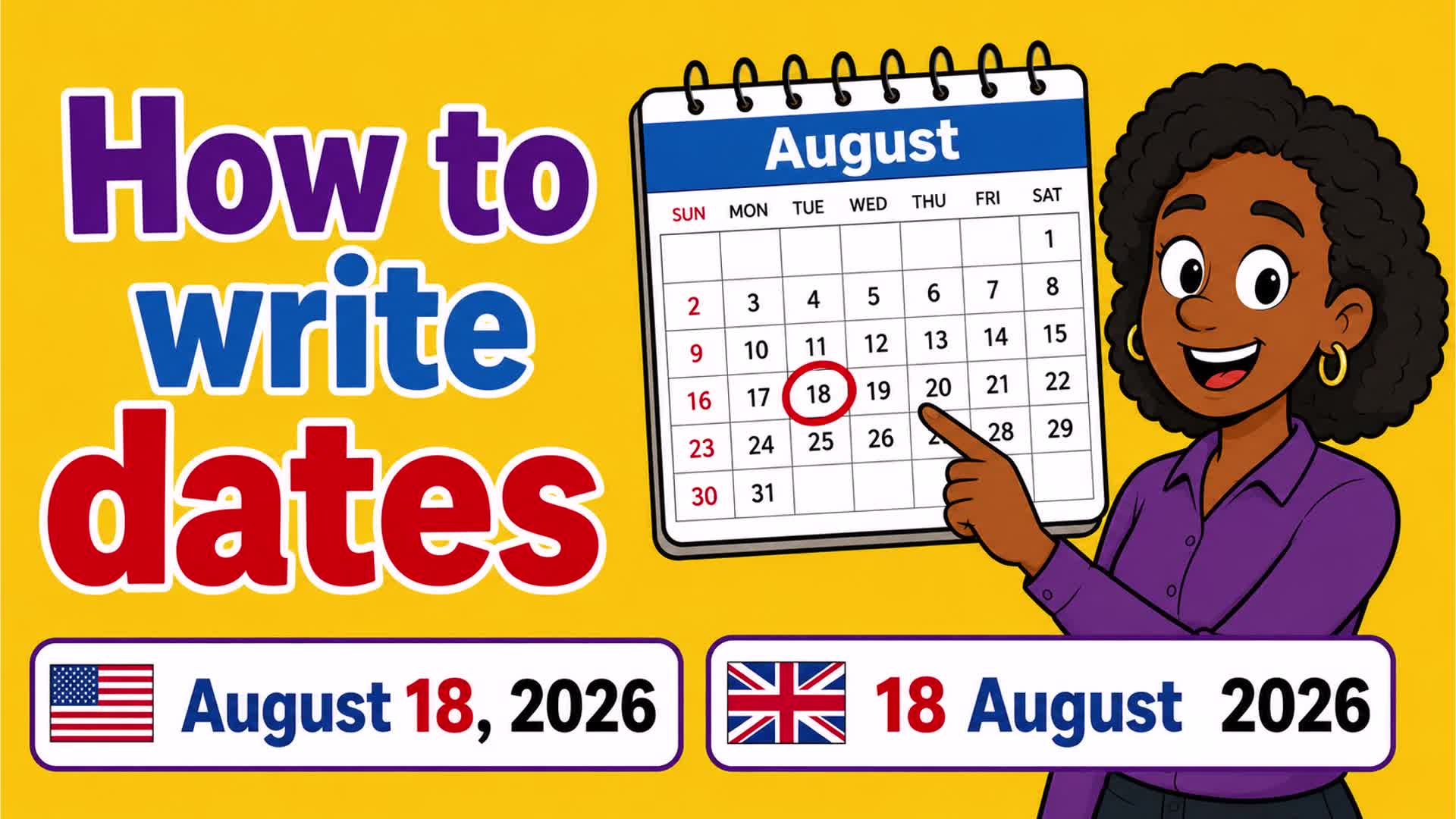 Video thumbnail for How to Write Dates in English