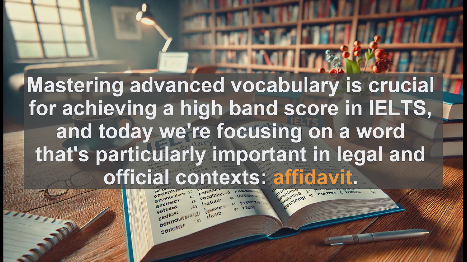 'Video thumbnail for 2000 Must Know IELTS 9.0 Vocabulary - Understanding 'Affidavit': Key Vocabulary for IELTS Success'