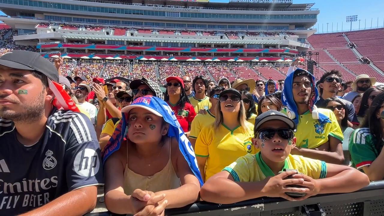 Video thumbnail for US: Fans watch Brazil-Morocco World Cup match at Los Angeles Fan Zone.