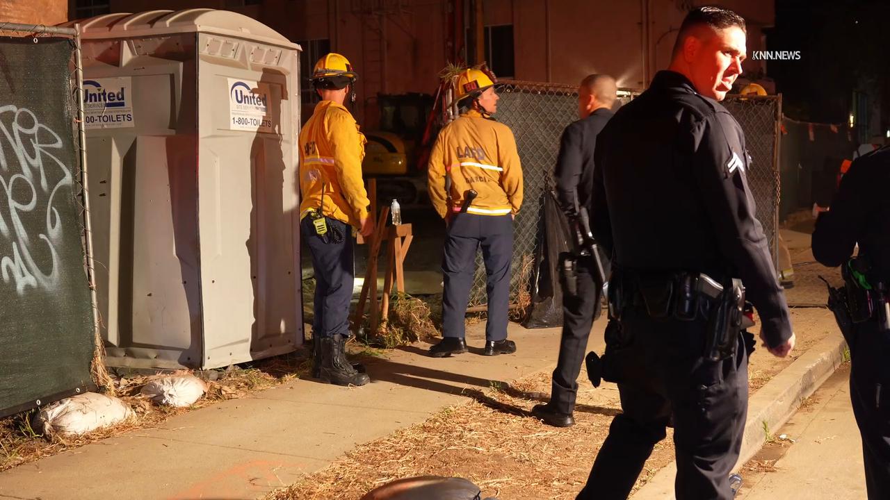 Video thumbnail for US, Los Angeles: North Hollywood Man Trapped in Construction Site Hole.