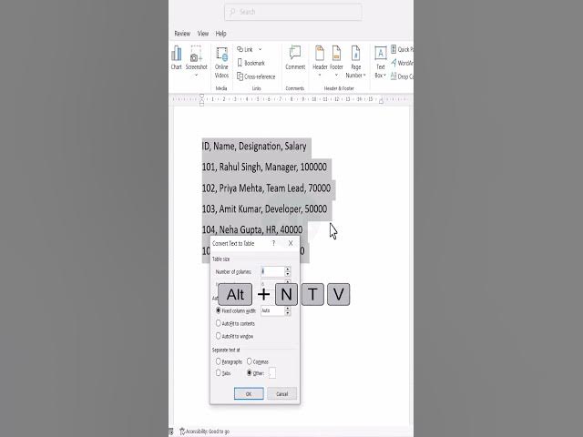 Video thumbnail for Smart Table Shortcut Faster than manual entry #mswordforbeginners #msoffice #msword #shortcuts