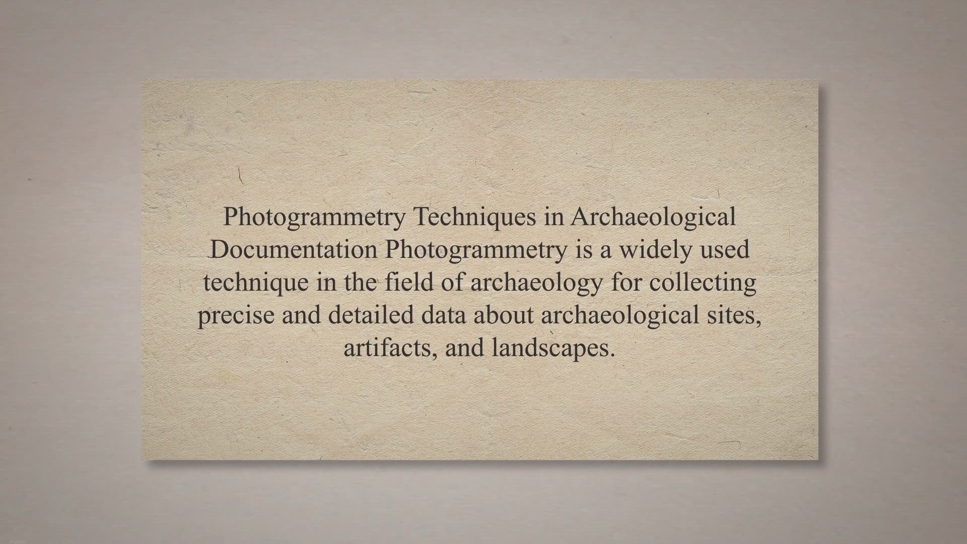 Video thumbnail for Photogrammetry Techniques in Archaeological Documentation