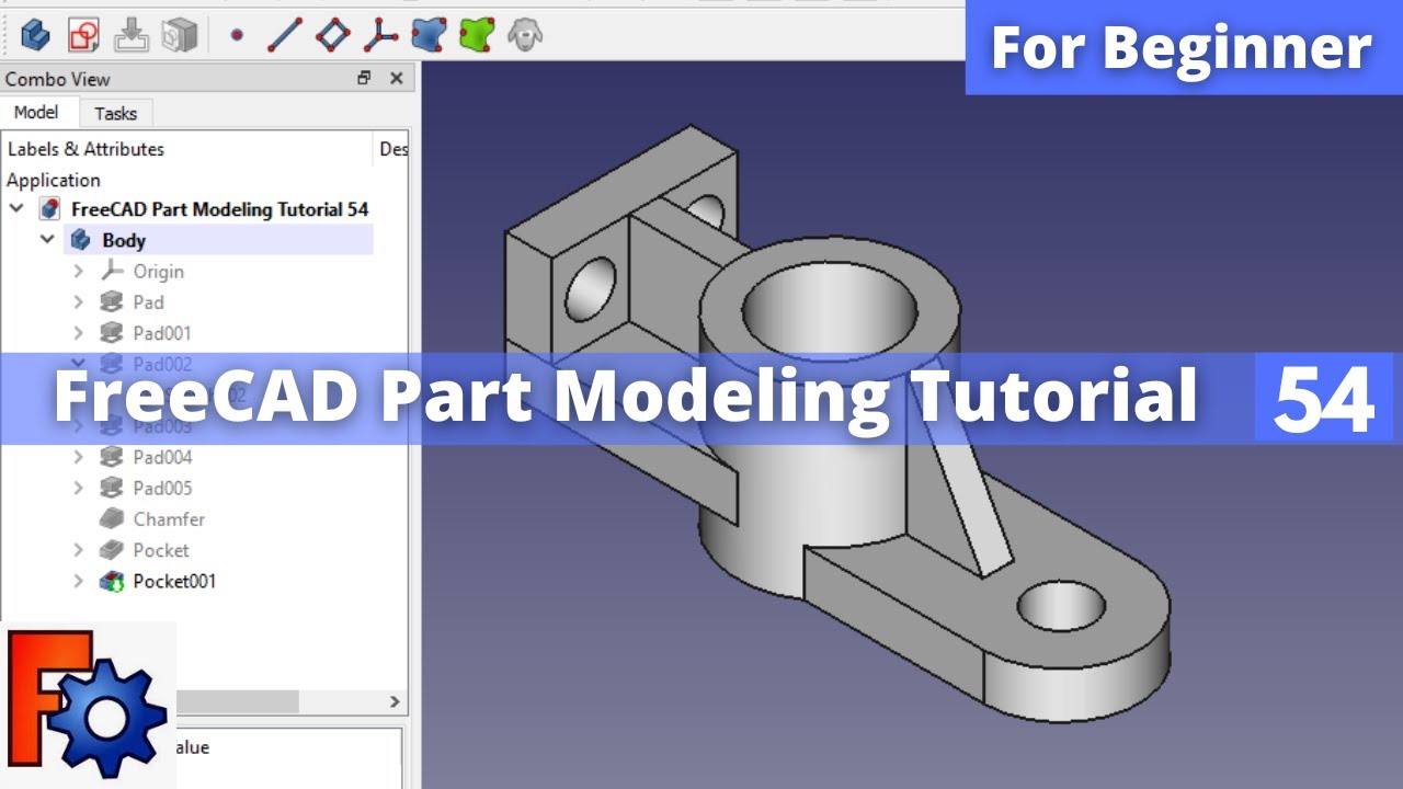 'Video thumbnail for FreeCAD Part Modeling Tutorial 54  | FreeCAD Tutorial | FreeCAD Part Design | Mechnexus |'