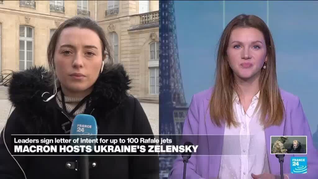 Video thumbnail for Macron and Zelensky sign letter of intent for Ukraine to buy Rafale fighter jets