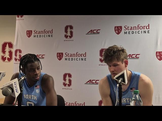 Video thumbnail for #UNC's Caleb Wilson and Henri Veesaar after loss at Stanford