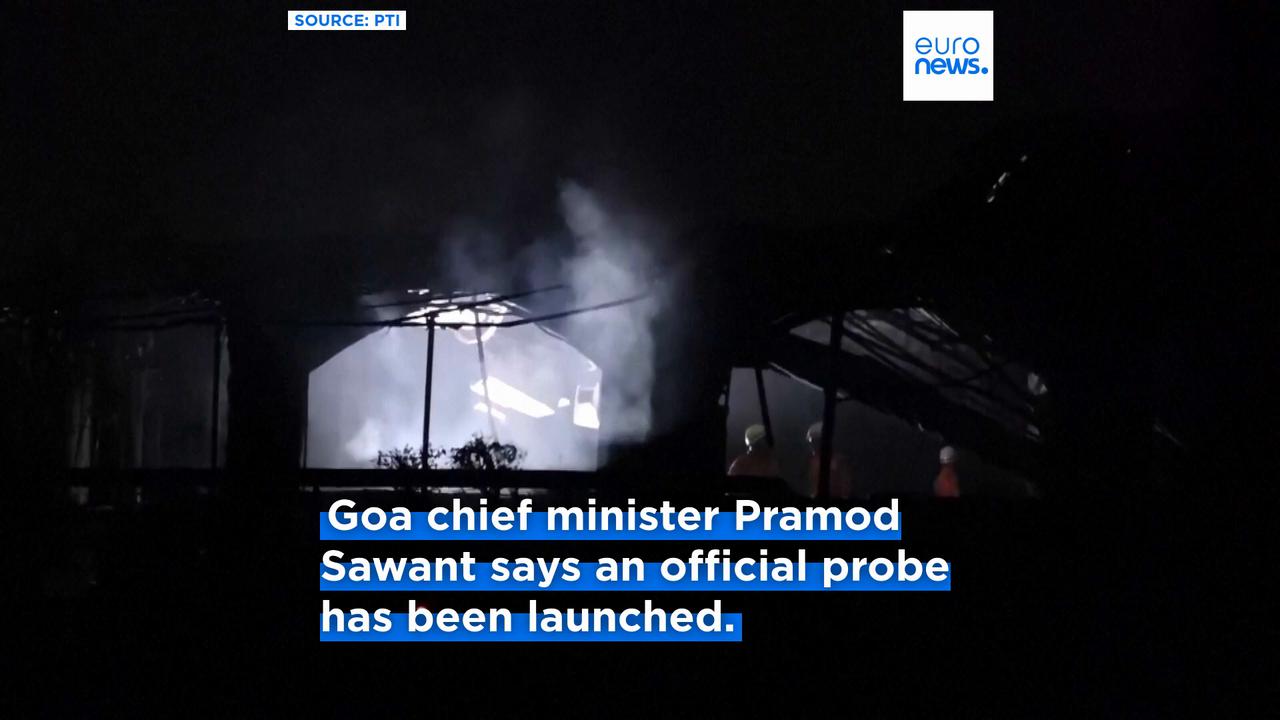 Video thumbnail for At least 25 people killed and six injured after fire at popular nightclub in Indian state of Goa