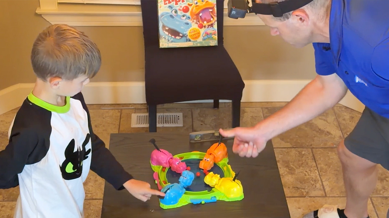 Video thumbnail for Fastest time to clear a game of Hungry Hungry Hippos (team of two) - 5.8 seconds by David and Peter Rush