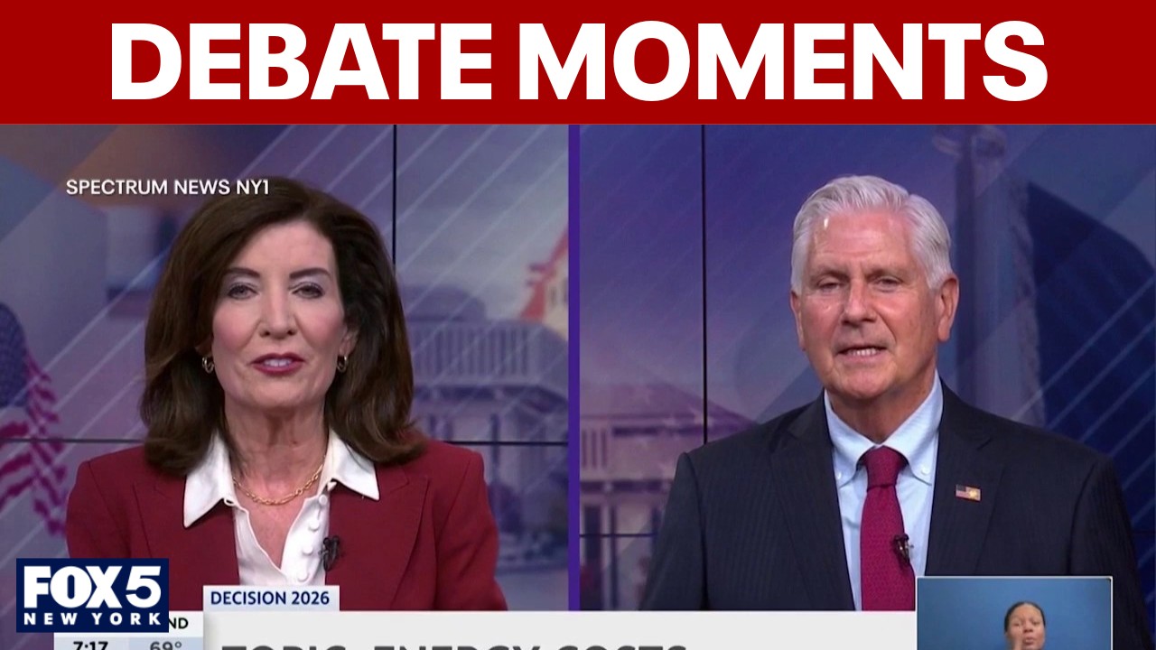 Video thumbnail for Sparks fly in NY gov debate: Hochul, Blakeman clash over Trump, Iran, Cornell and more