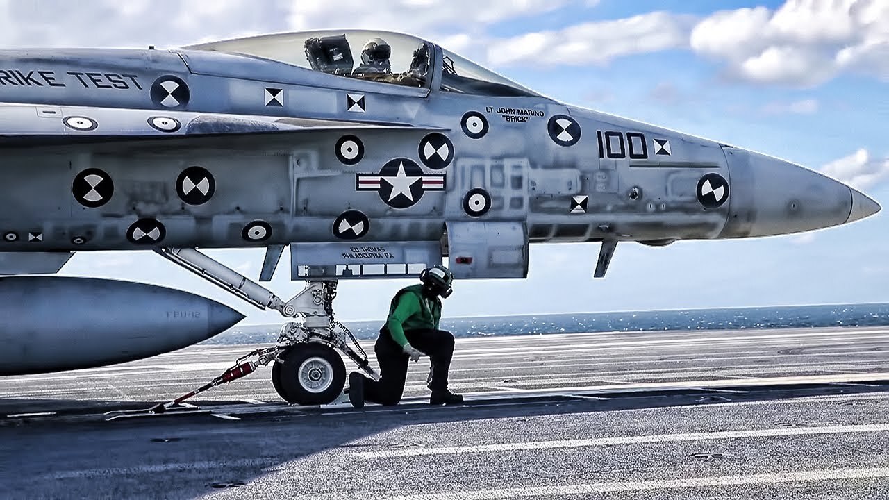 Video thumbnail for USS Gerald R. Ford Flight Ops • Newest USN Aircraft Carrier