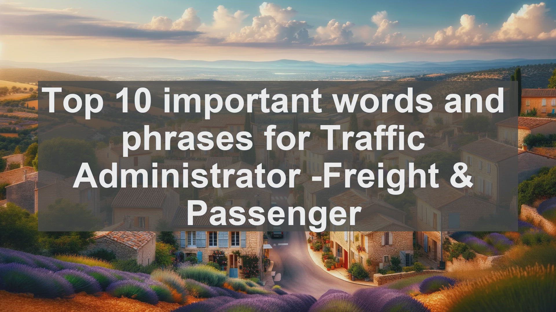 'Video thumbnail for Top 10 important words and phrases for Traffic Administrator Freight  Passenger'