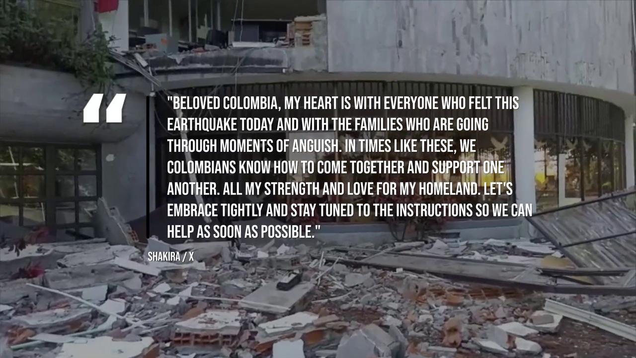 Video thumbnail for Shakira, J Balvin and more call for support for Colombian earthquake victims.