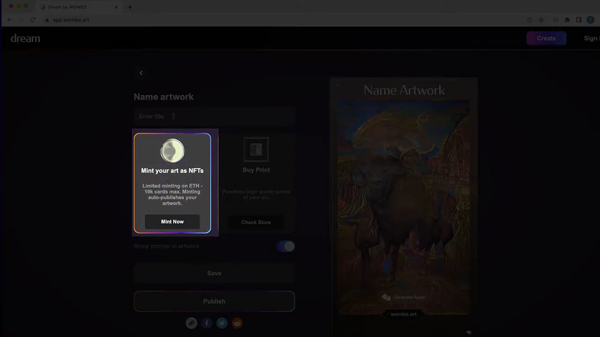 'Video thumbnail for Create NFT Artwork with AI in Seconds! [WOMBO Dream]'