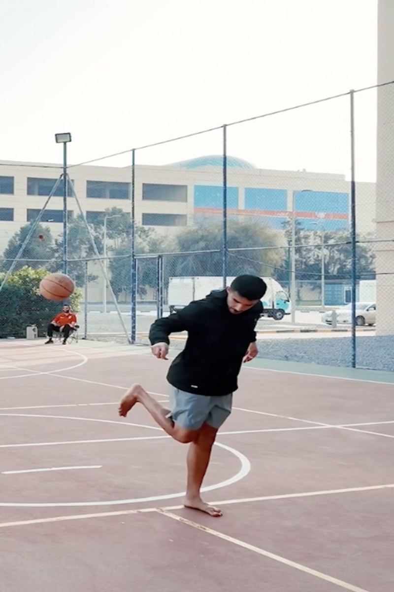 Video thumbnail for Farthest backheel kick of a basketball into a basket - 12 metres (39.37 ft) by Hamed Ali Al Shehhi
