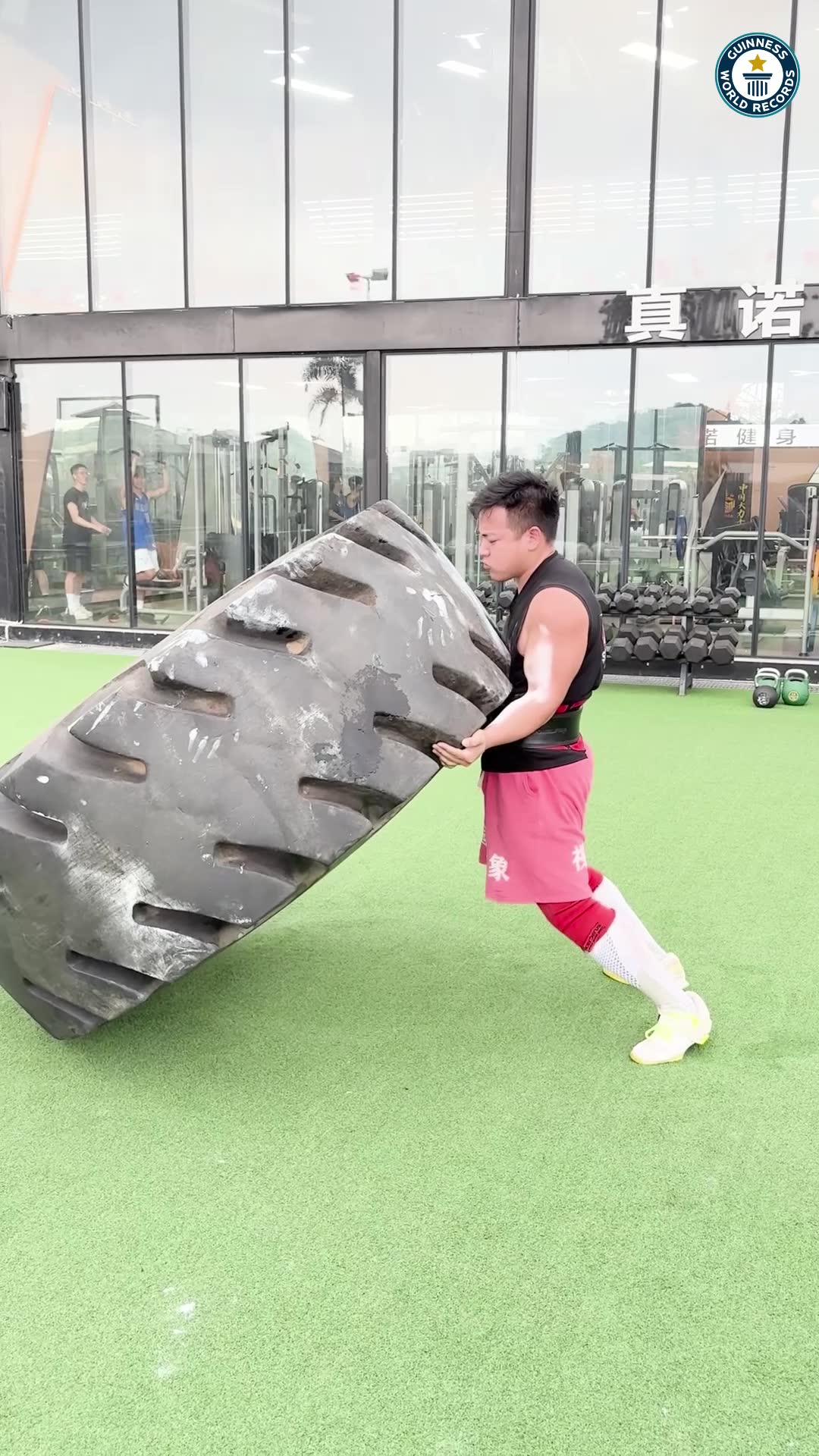 Video thumbnail for Heaviest tyre flip (male) - 628 kg (1384.50 lbs) by Xiao Yang