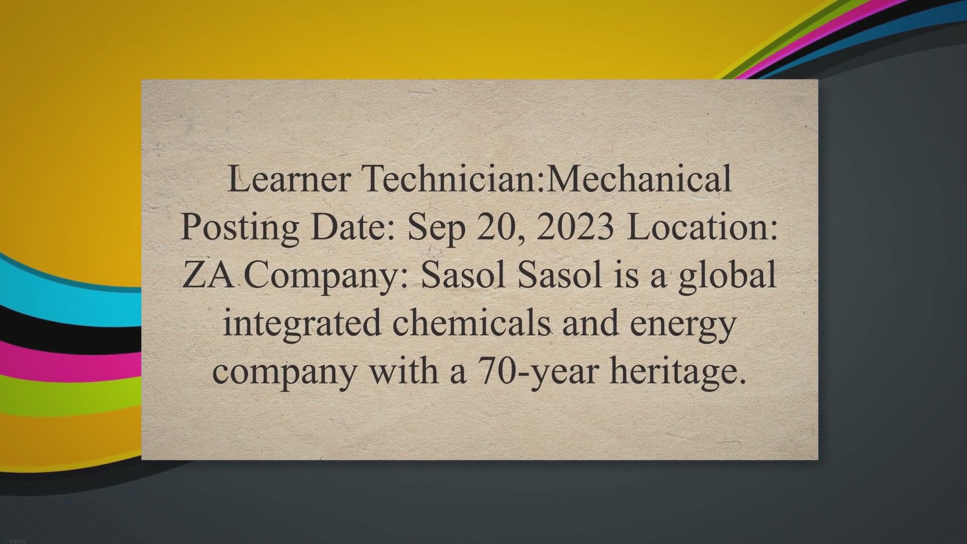 Video thumbnail for Sasol Mechanical technician learnership