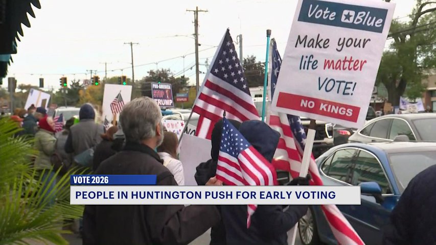 Video thumbnail for Dozens rally in Huntington ahead of Long Island early voting