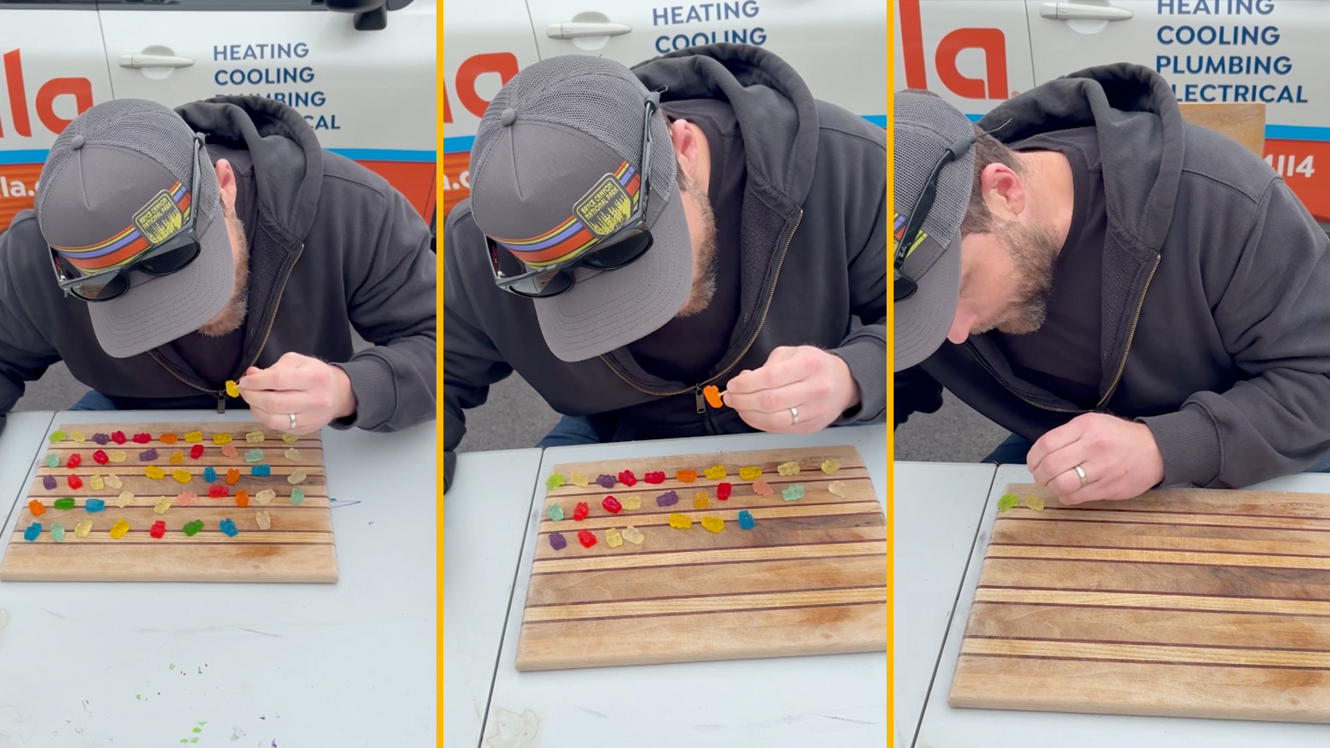 Video thumbnail for Most gummy bears eaten with a cocktail stick in one minute - 48 by Matthew Powers