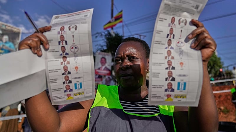 Video thumbnail for With polls closed, vote counts are underway in Uganda presidential election