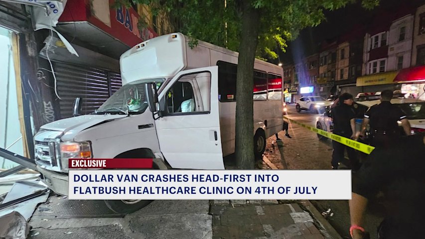 Video thumbnail for Dollar van crashes into Flatbush healthcare clinic, owner seeks answers from police