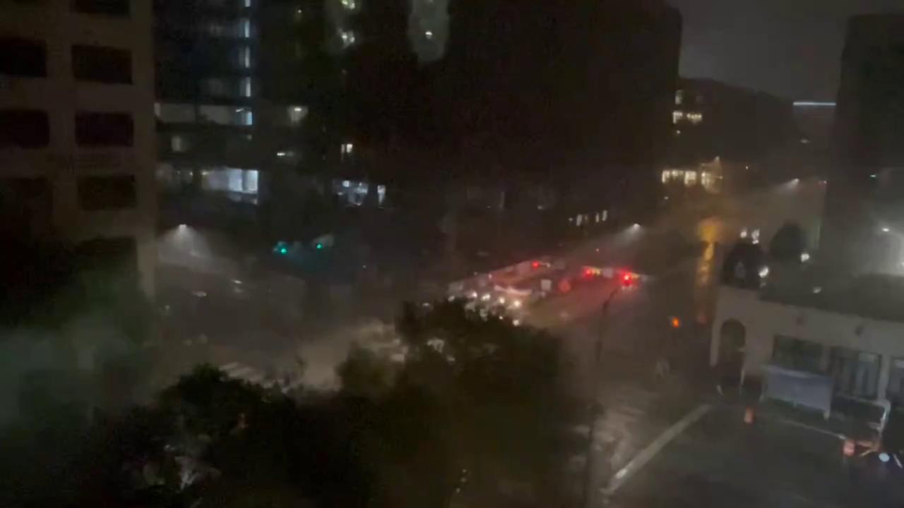 Video thumbnail for US: Severe Storms Lash Downtown Austin With Powerful Winds And Heavy Rain.