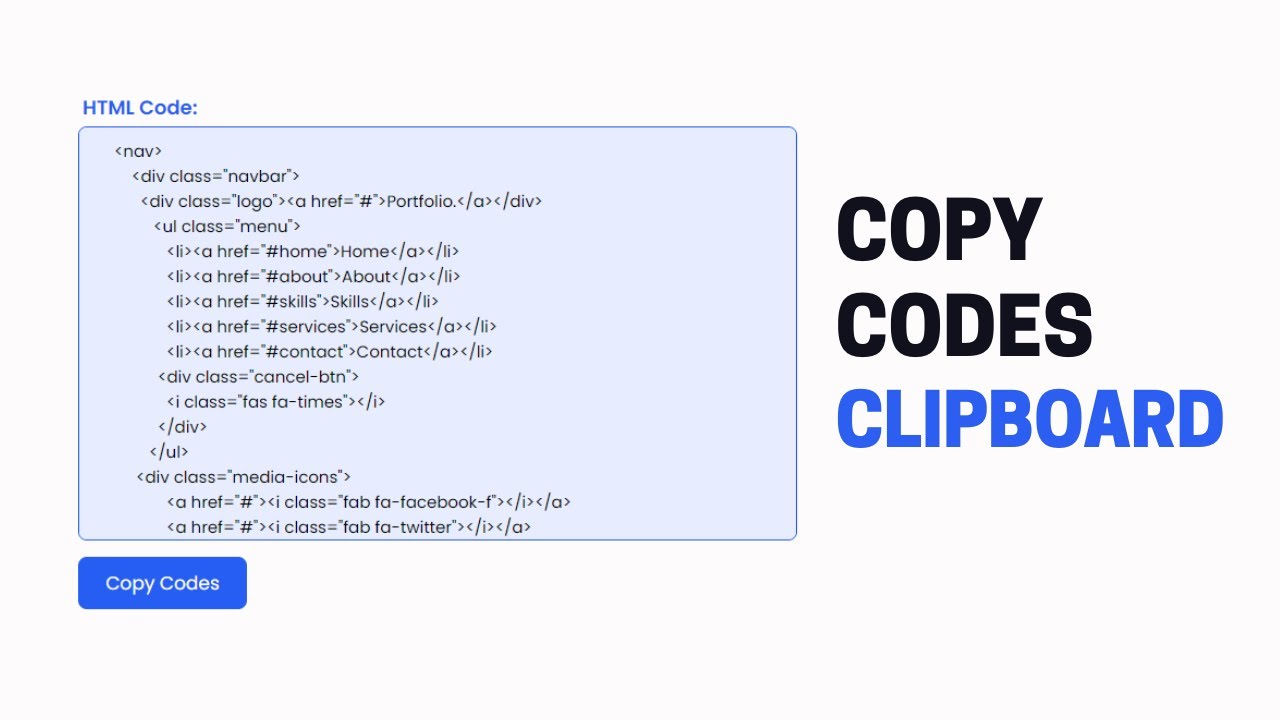 'Video thumbnail for How To Copy Text To Clipboard using HTML CSS and JavaScript'