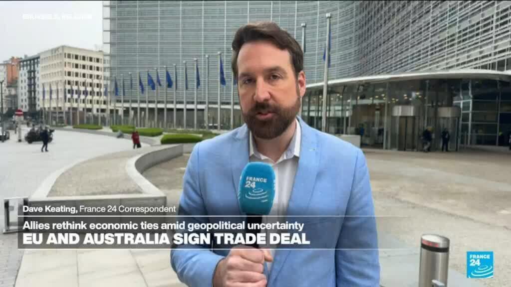 Video thumbnail for EU signs trade deal with Australia as it looks for new partners amid tension with US