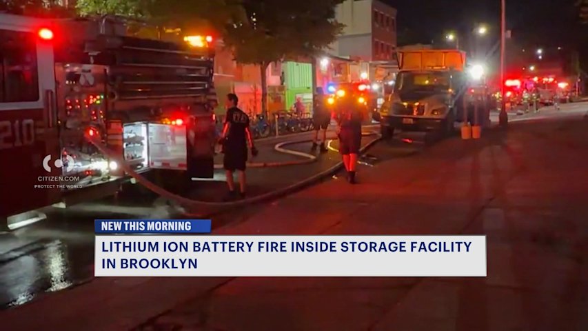 Video thumbnail for Lithium-ion battery fire breaks out at Fort Greene storage facility