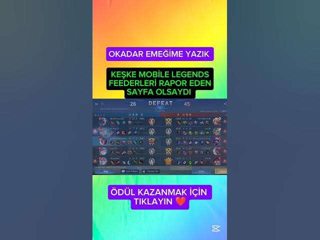 Video thumbnail for Keşke mobile legends feederleri rapor eden sayfa olsaydı #MLBB #mobilelegends #mobilelegendsbangbang