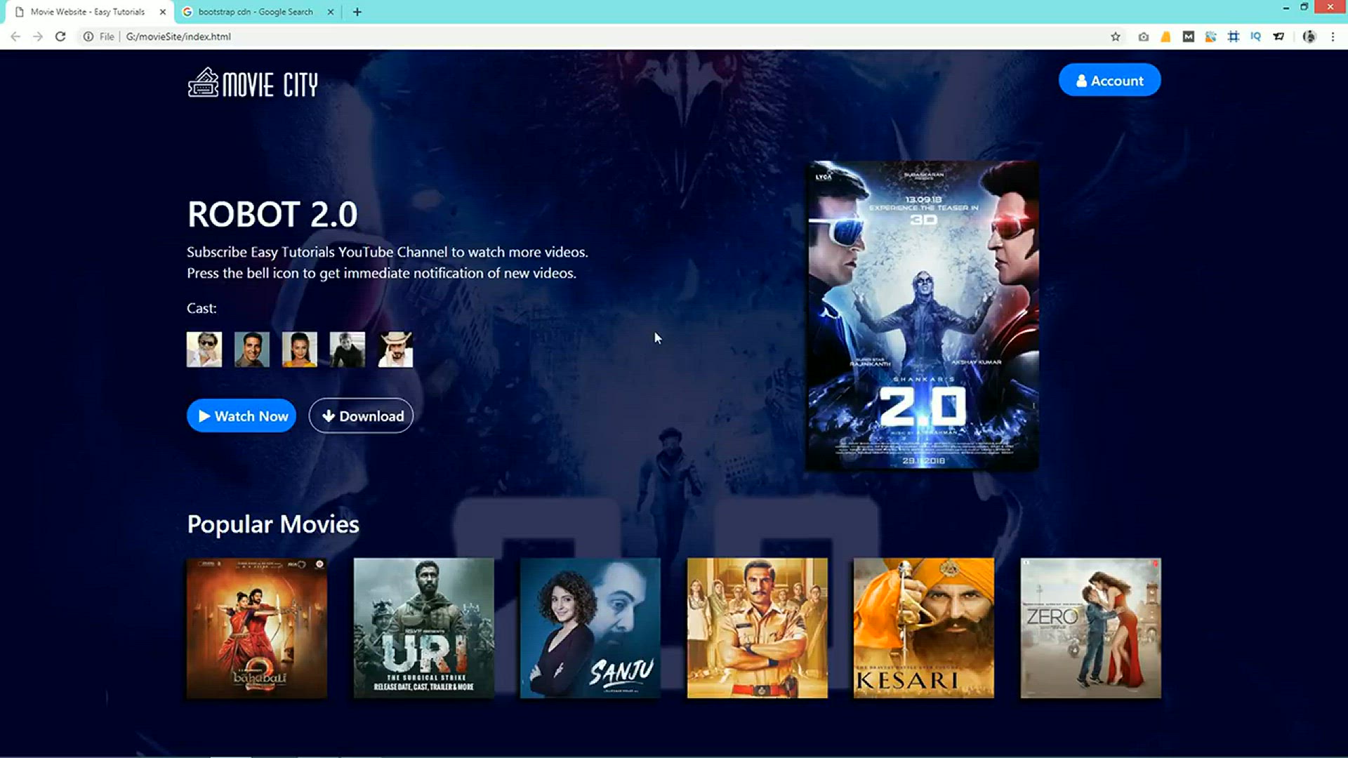 'Video thumbnail for How To Make A Movie Website Using HTML CSS And Bootstrap Step By Step'