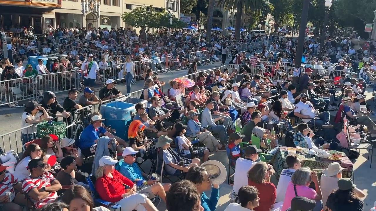 Video thumbnail for US: Fans gather in Redwood City to watch USA-Belgium World Cup match.