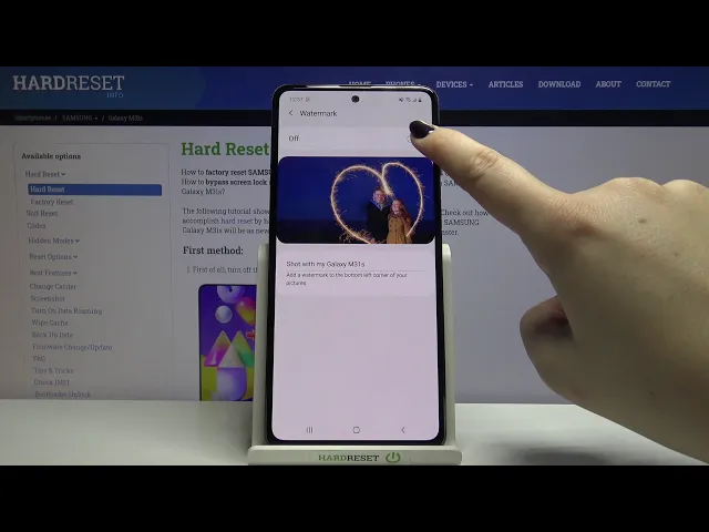 Video thumbnail for How to Turn On / Off Camera Watermark on SAMSUNG Galaxy M31s – Switch Camera Watermark