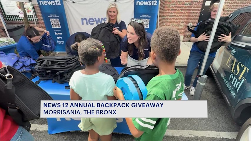 Video thumbnail for Bronx families get a head start on the school year at News 12 backpack giveaway