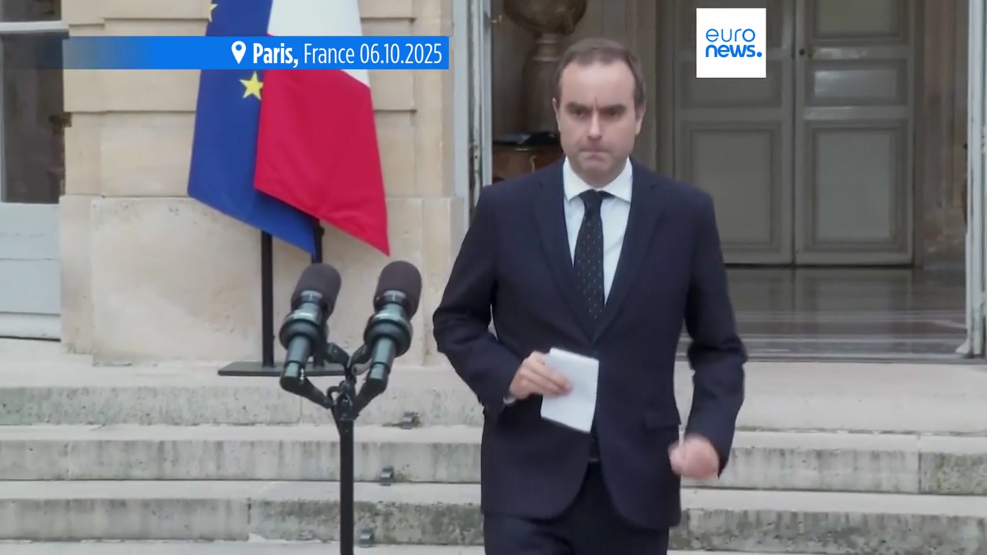 'Video thumbnail for Re-appointed French Prime Minister Sébastien Lecornu names new cabinet after meeting with Macron'