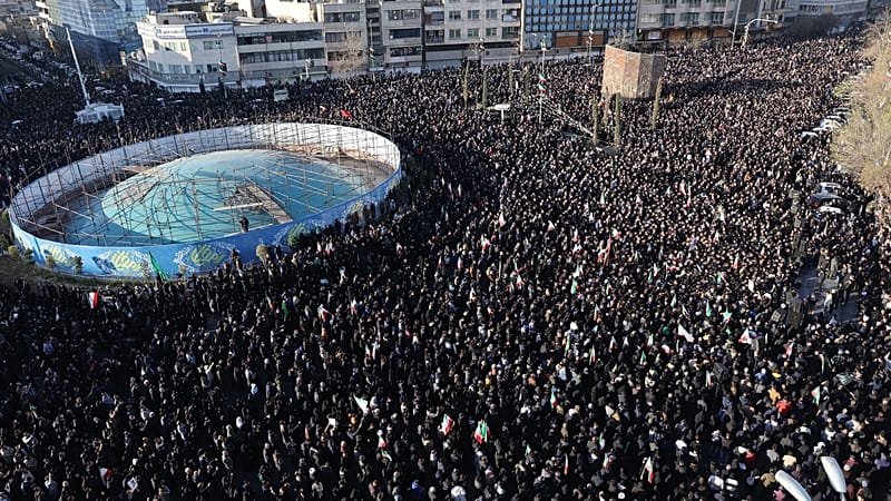 Video thumbnail for Crowds gather in Tehran to mourn supreme leader Khamenei