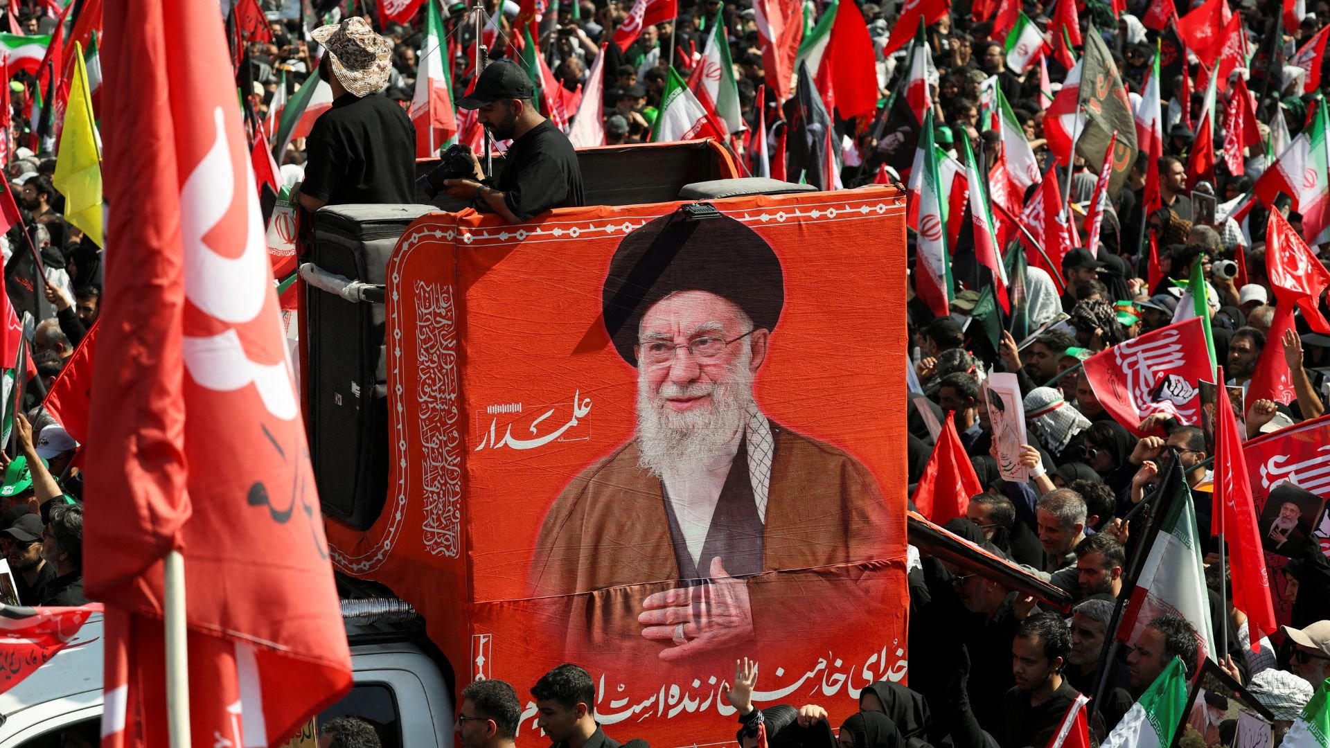 Video thumbnail for Funeral procession for Iran’s slain Supreme Leader Ali Khamenei under way in Tehran